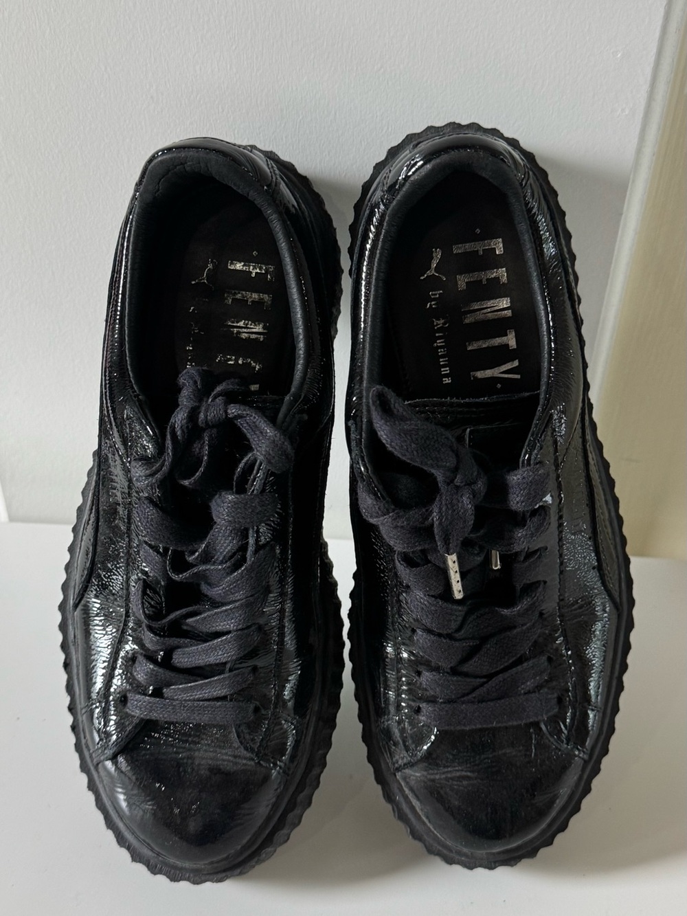 Puma Fenty Women Stylish Patent Leather Sneakers in Black size 7